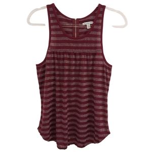 Y2K Vintage American Eagle Viscose Knit Shimmer Ruched Striped Tank Top